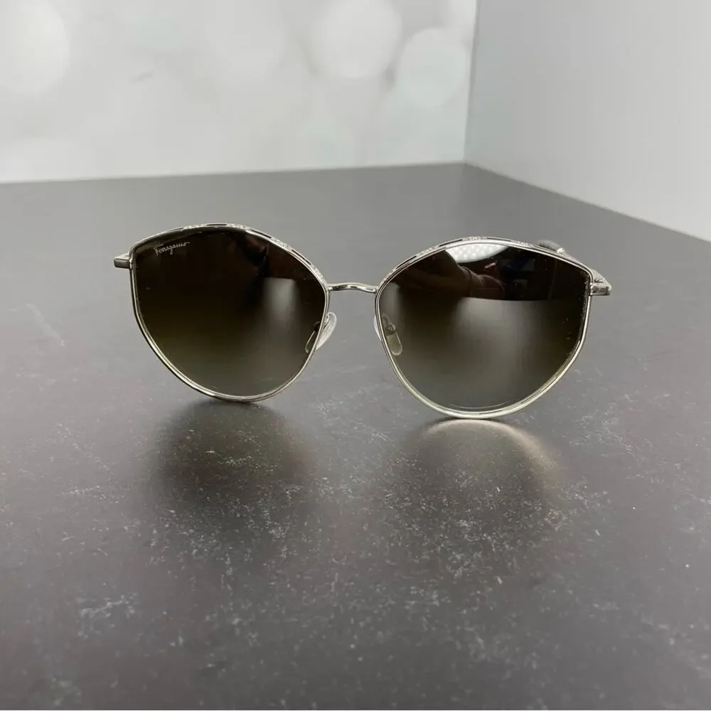 Salvatore Ferragamo SF264S 709 Gold Oval Sunglasses Women’s Sz 60-15-140